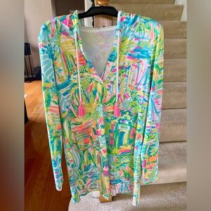Lilly Pulitzer Rylie UPF 50 hooded cover-up dress Size Large